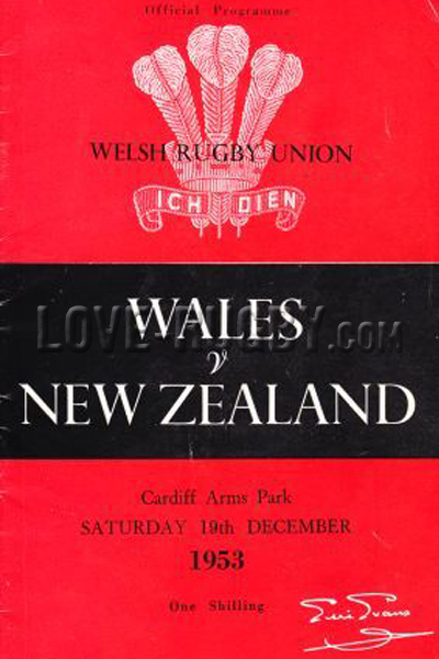 1953 Wales v New Zealand  Rugby Programme